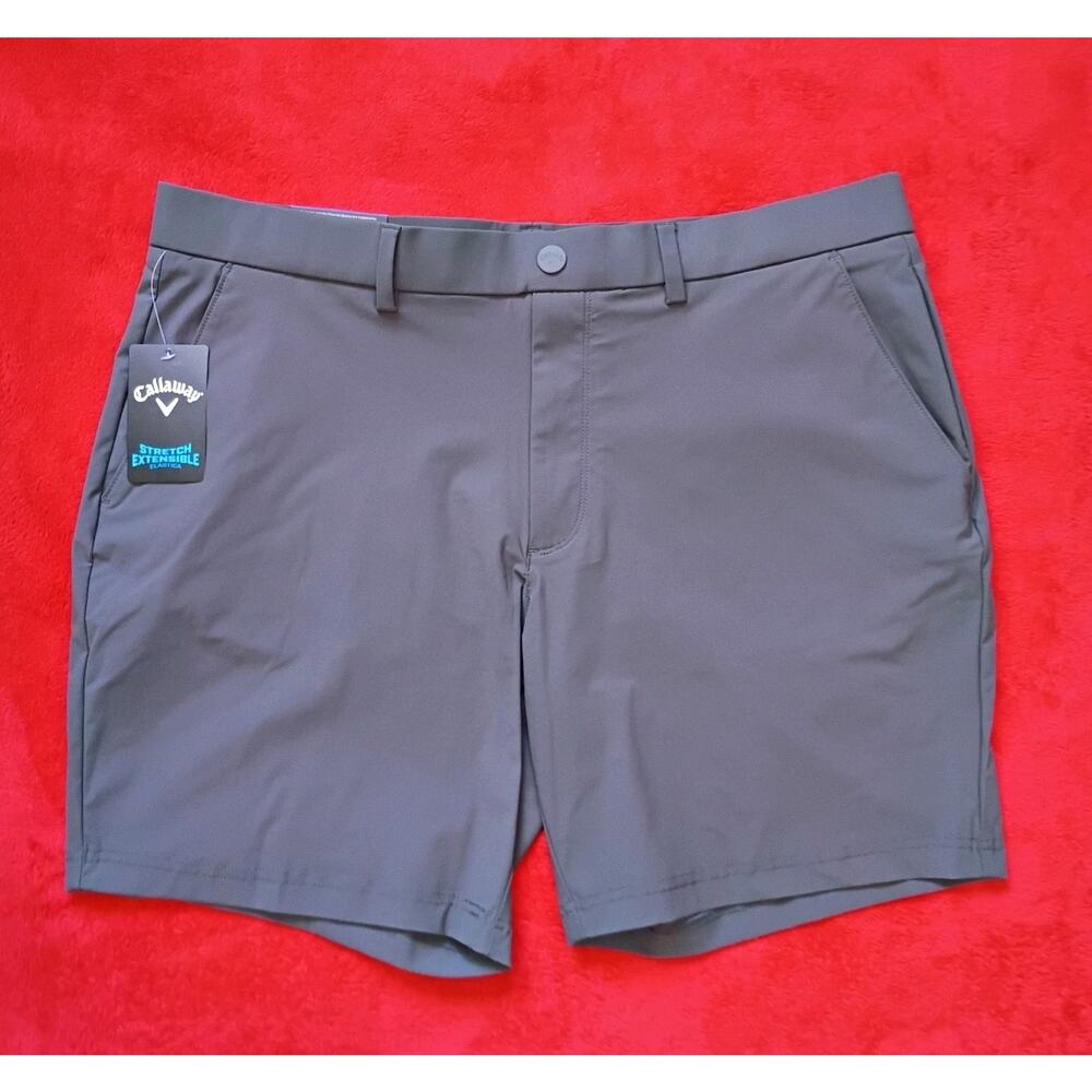 Callaway Pull-On Golf Shorts 8" Inseam Stretch Comfort Waist Asphalt Mens XL NWT
